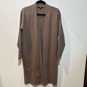 Uniqlo long cardigan style coat w pockets super soft and comfy taupe cocoa S